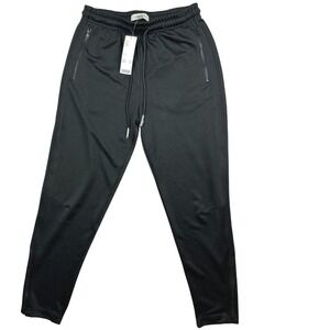 Standard Cloth Mens Track Pants Size S Black Tapered Ankle Zip‎ Joggers NEW